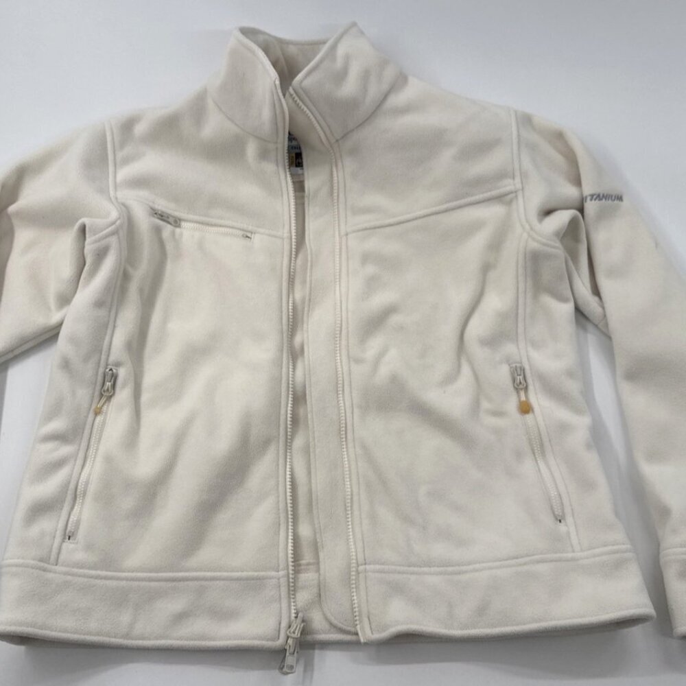 Columbia Womens Tech Jacket Large Ivory Titanium Full Zip Thick Hiking Outdoor
